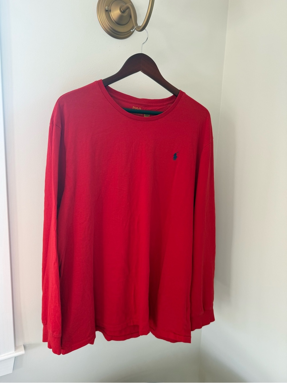 Polo by Ralph Lauren Red Long-Sleeve Crewneck Shirt Men’s